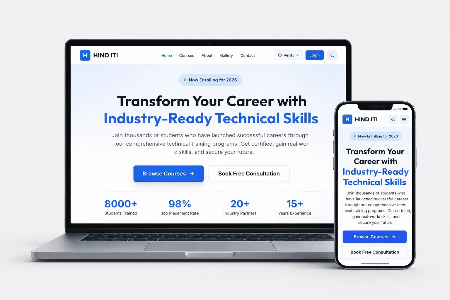HIND ITI Institute - Manages student records and generates certificates for an ITI institute.